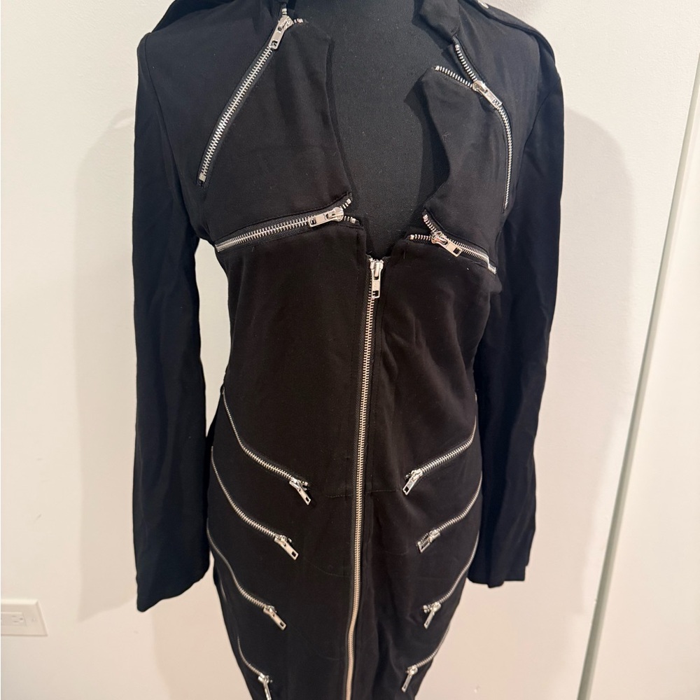 AKIRA Black Multiple-Zip Mini Dress